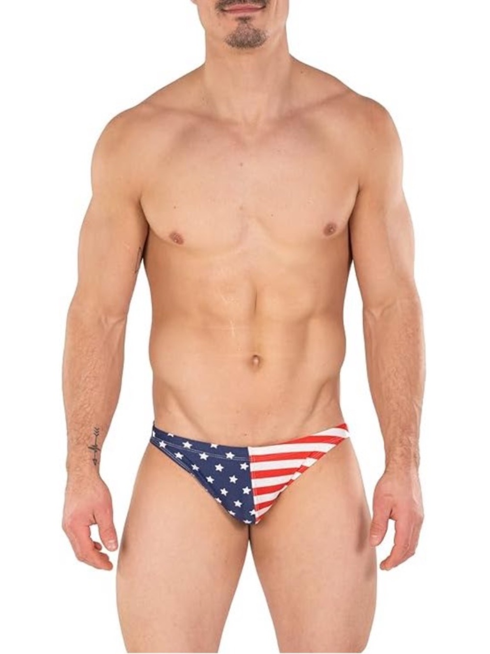 GaryM Flag Swimsuit Medium Gently worn 80% nylon/20% spandex Drawstring free